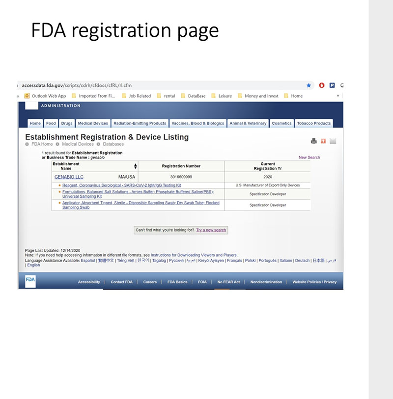 Genabio add into FDA Emergency Notification Listing
